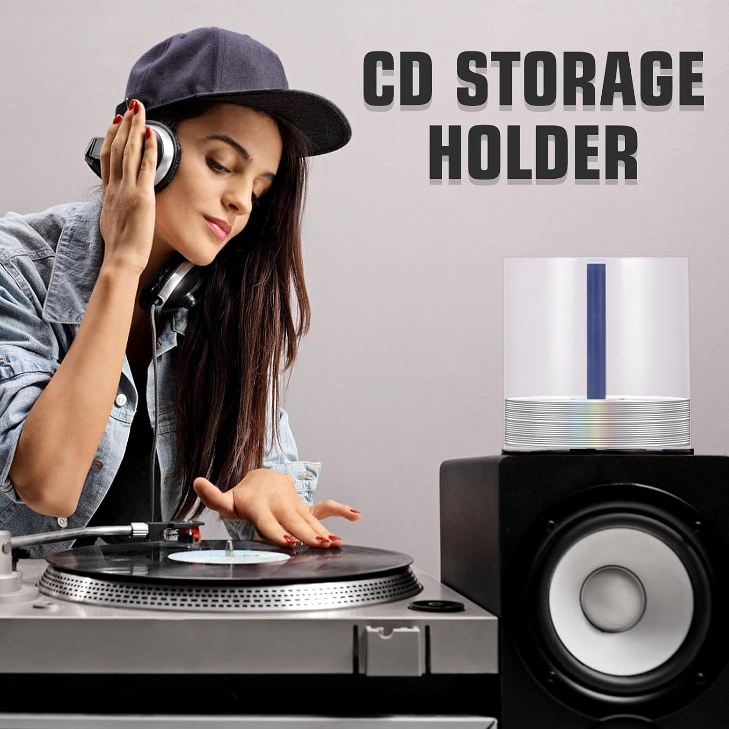 ABOOFAN CD/DVD Cake Box Spindle,6Pcs Empty CD DVD Cake Box 100-Disc CD/DVD Storage Bucket Clear Storage Box Container with Black Base for Bookshelf Desktop image number 2