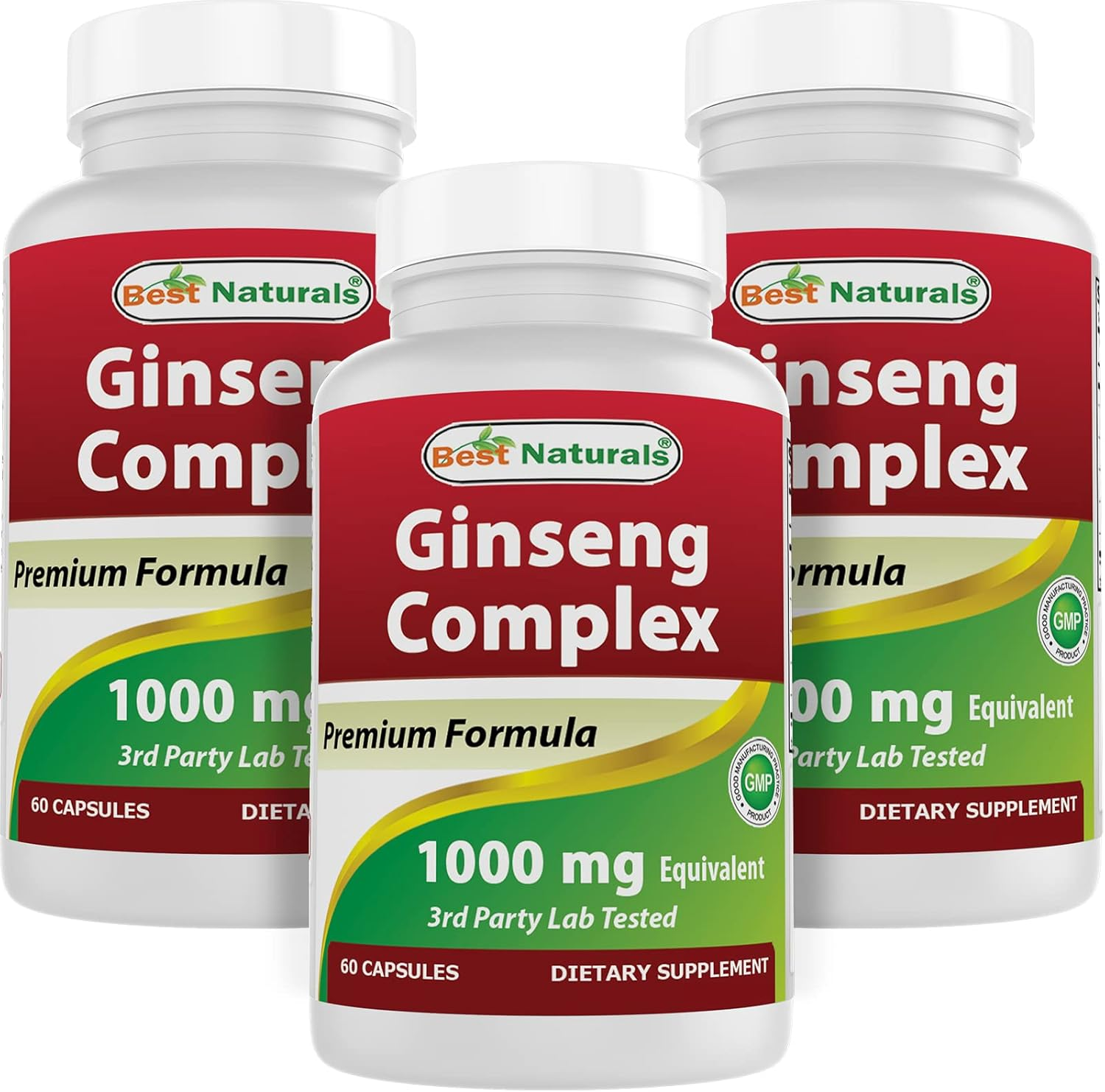 Best Naturals Ginseng Complex 1000 Mg 60 Capsules (60 Count (Pack of 3))