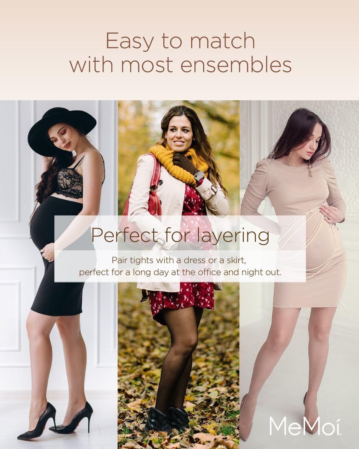 Memoi Sheer Maternity Tights | Pregnancy Belly Support Hose image number 4