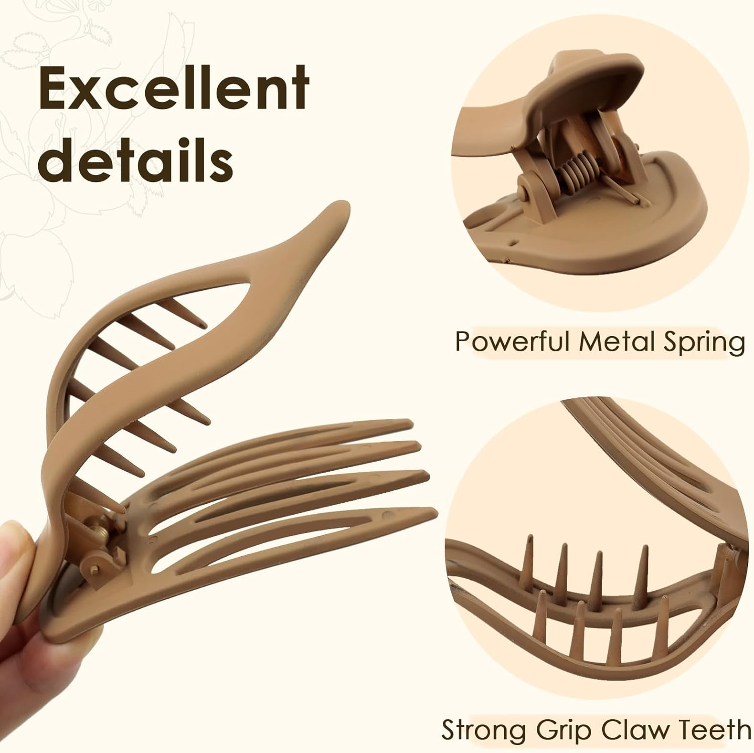 Blooms Hair Claw Clip, Large, Pack of 3 Hair Clips, Women'S Thin Hair, Non-Slip Matte Hair Claw Clip, Hair Accessories for Women and Girls image number 1