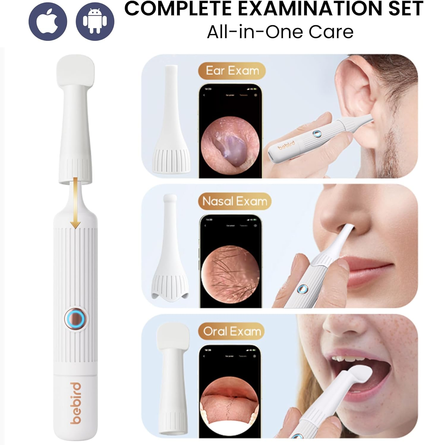 Bebird Earwax Remover, Earsight plus Otoscope,Flexible Ear Scope Otoscope Camera Light 1920P Hd,Ear Cleaner with Portable Case for Adults,Kids,Ios,Android（White） image number 2