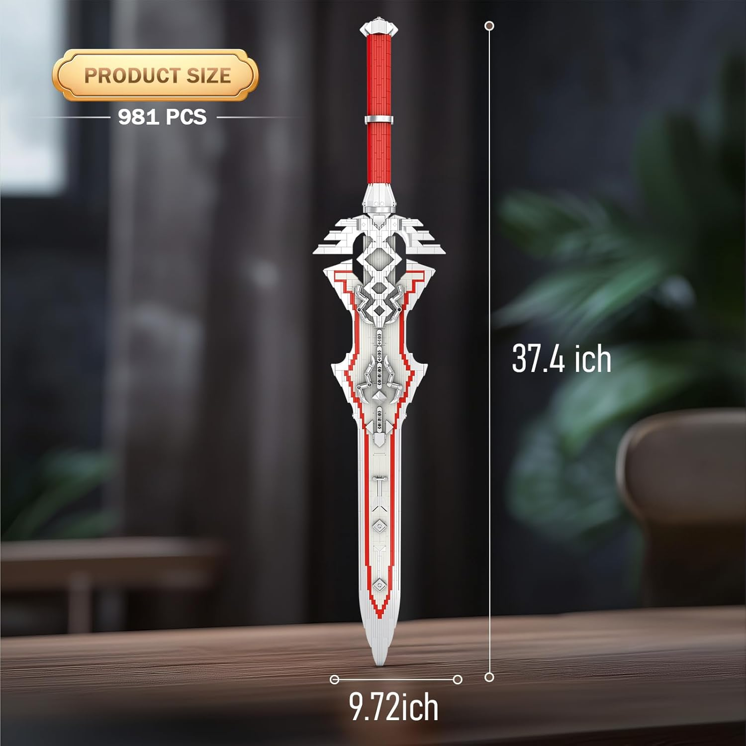 Reobrix Sword Building Kits for Adults, Cool Royal Claymore 99015 Collectible Construction and Display Model, Cosplay Toy Sword Anime Style Sword Home Office Decoration (981 Pieces) - Silver image number 6