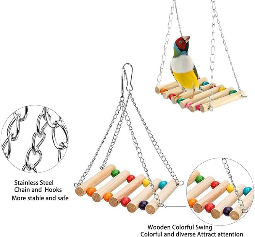 WEZCHUGHAOL 2 Pcs Bird Cage Bridge Bird Bridge Bird Toys for Parakeets Bird Ladder Toys for Hamsters Bird Chewing Toys Wood Parrot Ladder Rope Bridge Play Tunnel Pet Bamboo Birds Birdcage image number 2
