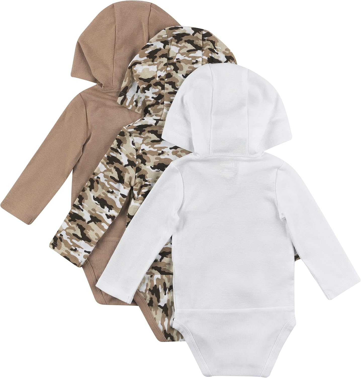 Hanes Baby Long Sleeve Bodysuit, Ultimate Bodysuit Hoodie Boys & Girls, 3-Pack