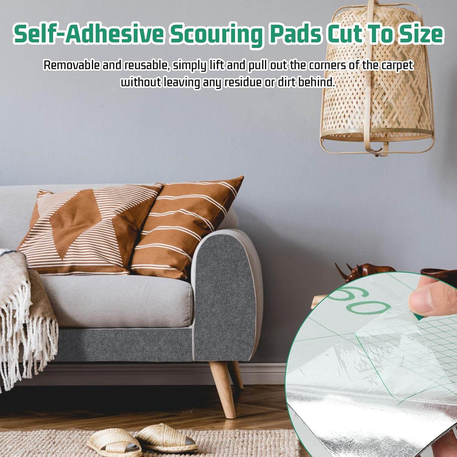 Shengxi Self-Adhesive Cat Wall Scratching Mat, 200 Cm X 40 Cm, Scratching Mat, Cat Scratching Mat, DIY Trimmable Scratching Boards Cat for Protection of Carpets, Sofas and Furniture, Dark Grey image number 4