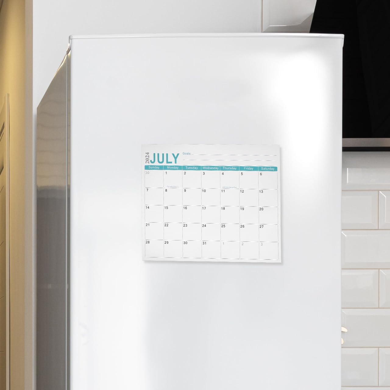 TEHAUX Magnetic English Calendar for Fridge (July 2024-December 2025) - Blue Monthly Planner with Easy-Write Surface - Home, Office & Kitchen Organization image number 6