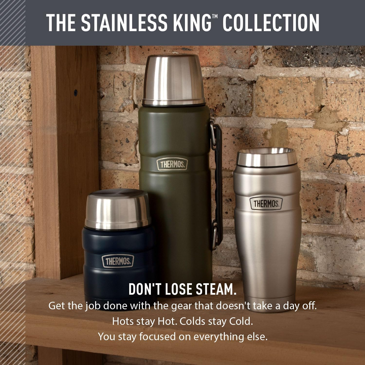 Thermos Stainless King Vacuum-Insulated Beverage Bottle, 40 Ounce, Matte Stainless Steel - Matte Stainless Steel image number 5