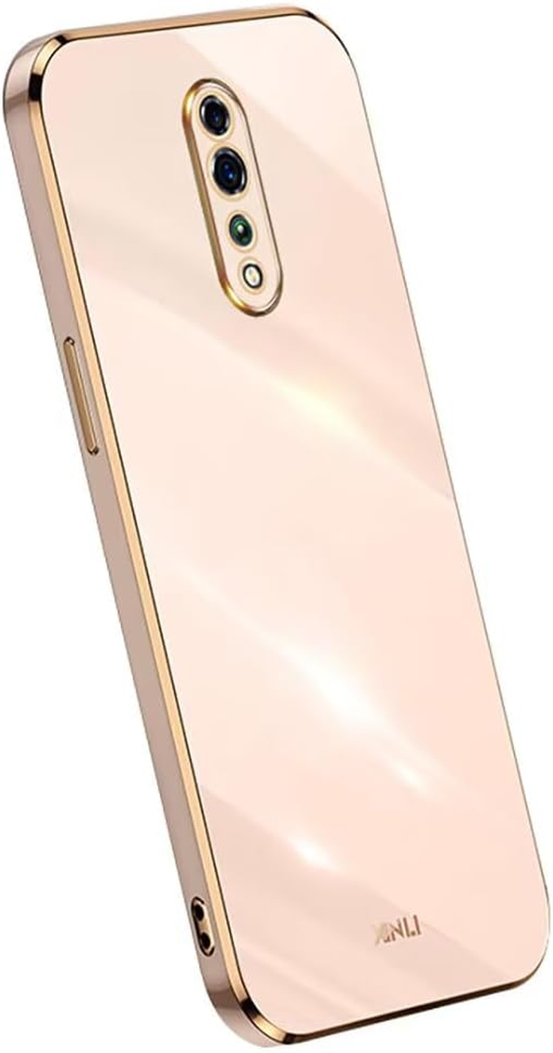 Topme Silicone Case for Oppo Reno Z 6.4 Inches, [Mobile Phone Case in Gold Edge Style] - Pink