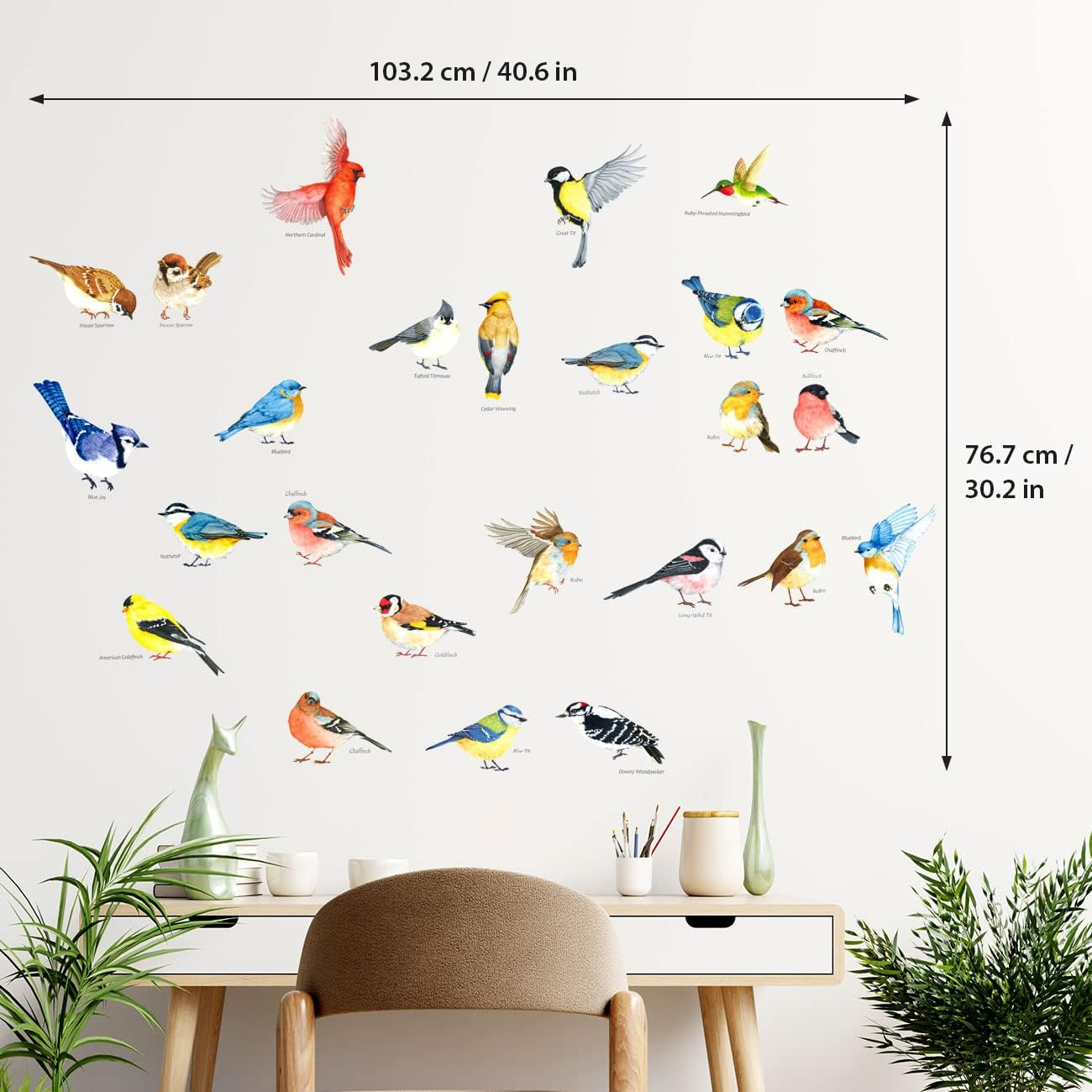 DECOWALL DS-8063 25 Little Birds Wall Art Stickers Colourful Flying Bird Wall Decals Removable Home Garden Tree Decor Window Poster Bedroom Kitchen Living Room image number 5