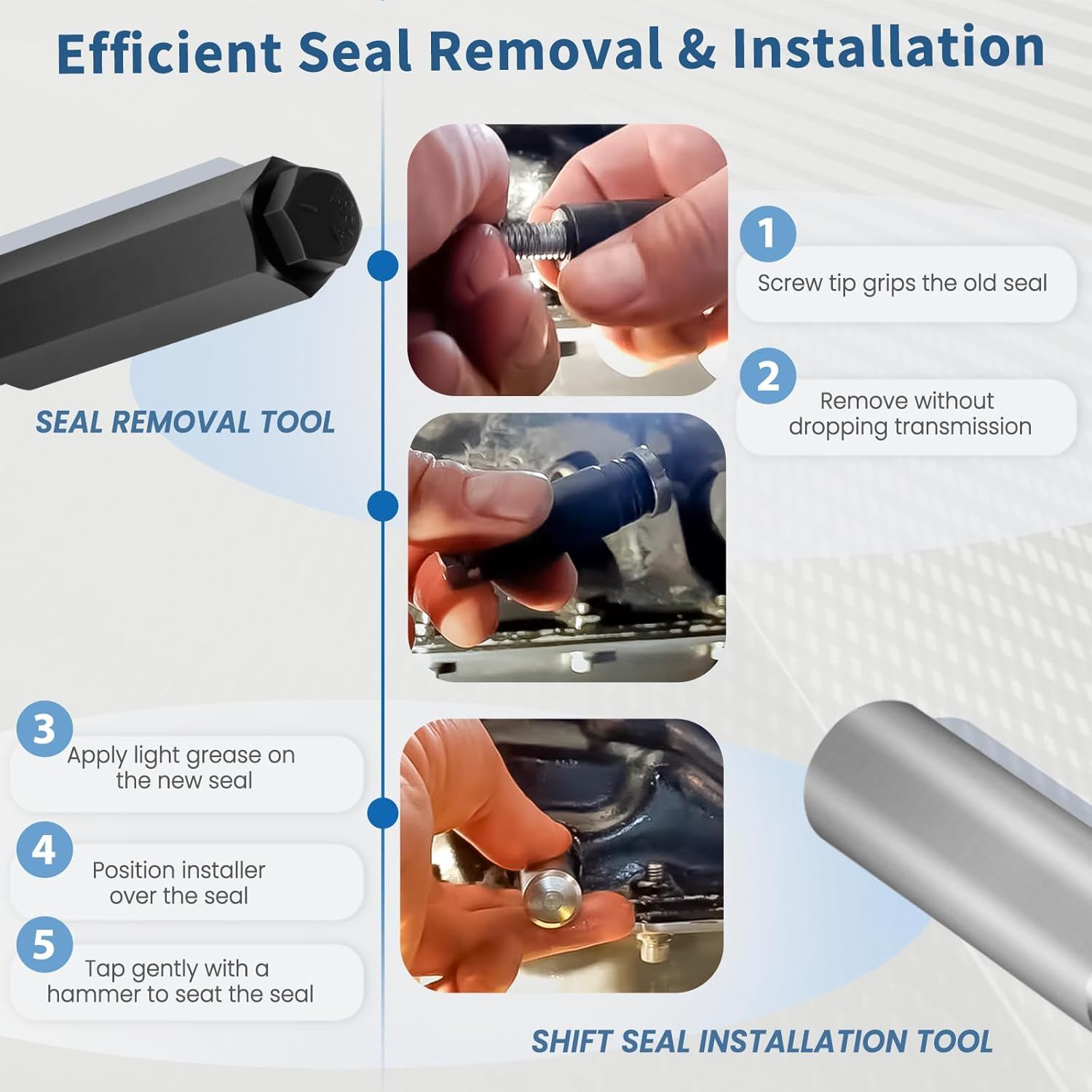 Transmission Shifter Seal Remover & Installer Tools Set with New Seal, Fit for GM 4L60E 4L80E Auto Transmission, for Chevy Trucks with V6 and V8 Engines image number 4