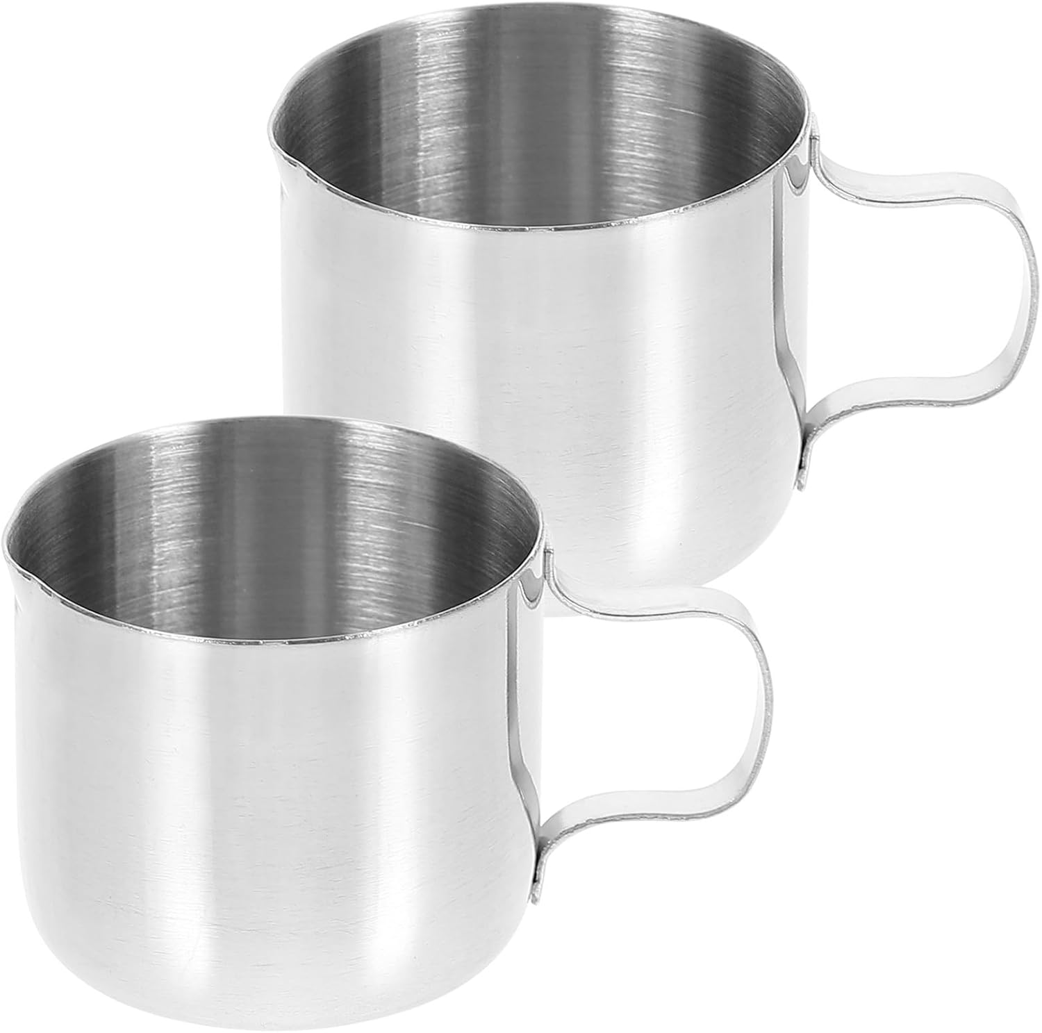 LOEFLIFA 2Pcs Stainless Steel Milk Frothing Pitchers 30Ml Latte Jug Coffee Creamer Cups for Espresso Machine Accessories Home Kitchen image number 3