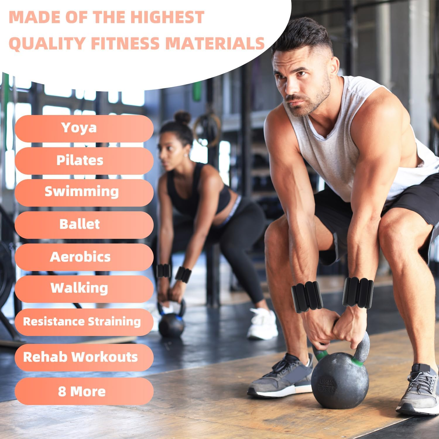 Adjustable Ankle Weights for Women Men,Wrist Weights Set for Walking Running,1 Pair (1Lbs Each) Silicone Workout Weights for Gym Fitness, Jogging,Yoga,Pilates,Strength Training,Physical Therapy image number 1