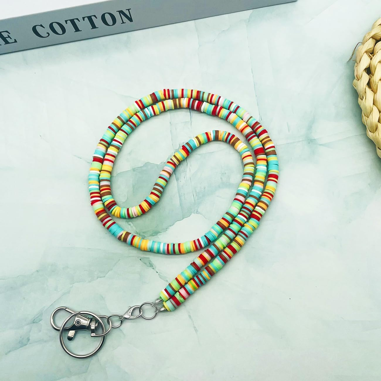 Beaded Teacher Lanyard Boho Cute Rainbow Lanyard Neck Keychain Lanyards for Cruise Ship Cards Id Badges and Keys image number 4