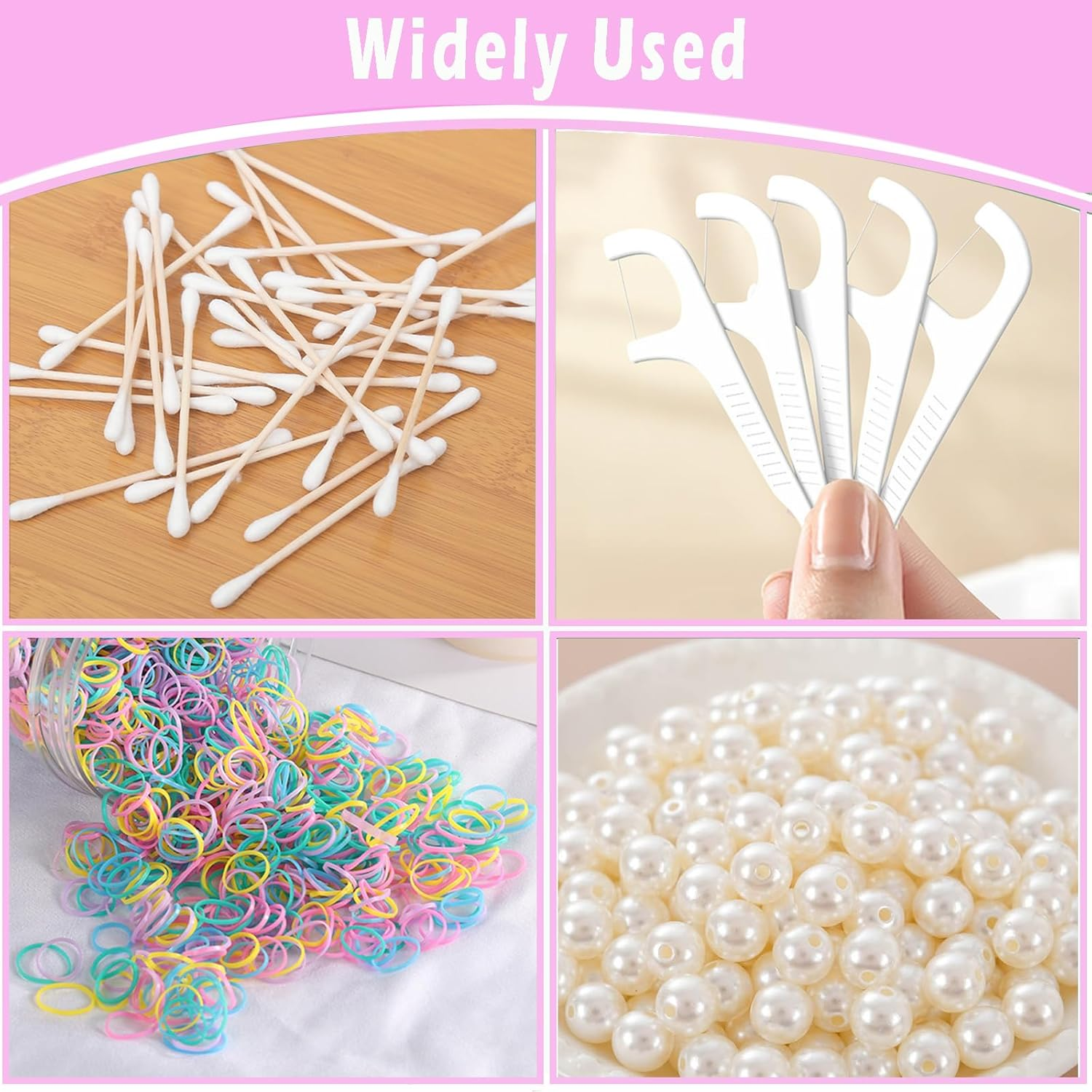 Cotton Swab Holder for Travel, 2 Pcs Portable Small Dental Floss Holder Empty Metal Cotton Ball Holder, Travel Floss Picks Case with Dustproof Lid for Cotton Swabs Hair Ties Floss, Pink image number 2