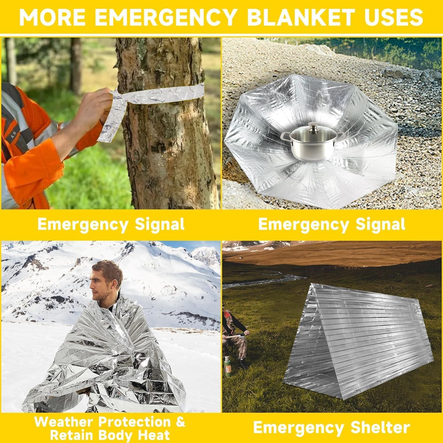 5Pcs Emergency Thermal Blankets,Survival Reflective Thermal First Aid Foil Blanket for Outdoor,Emergency Thermal Blanket,Survival Reflective Thermal First Aid Foil Blanket Emergency Blanket,210X130Cm image number 5