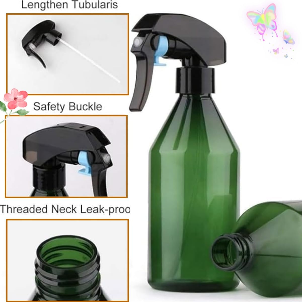 2PCS Plant Spray Bottles, Garden Spray 300Ml / 10Oz Water Spray Bottle for Garden Cleaning Solution, Top Pump Trigger Water, Clear Green image number 6