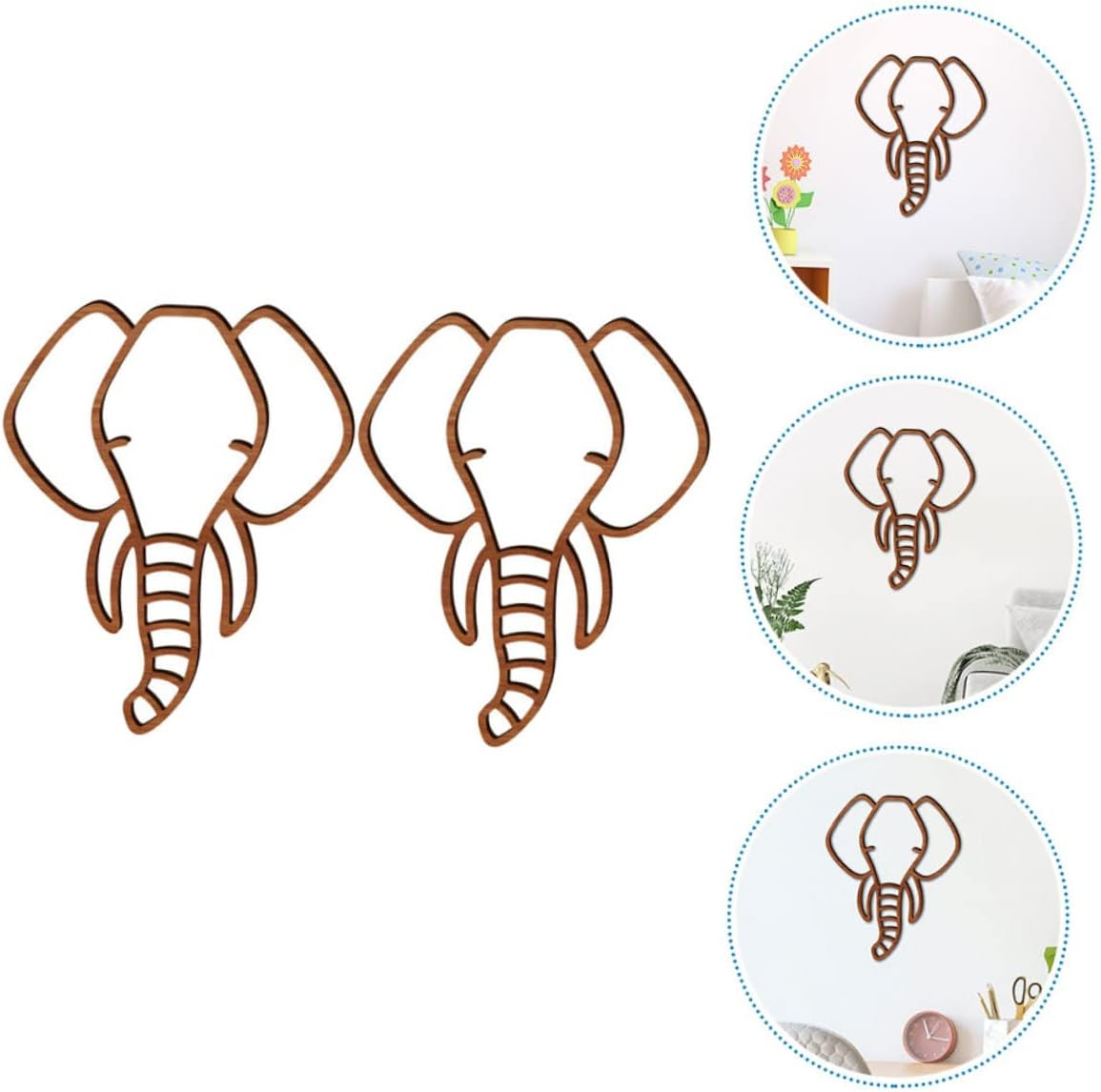 KAILIKETIY 2Pcs Wooden Animal Wall Decor Set 3D Cartoon Style Wood Animal Wall Art for Boys and Girls Nursery and Office Room Decorations - Light Brown image number 4