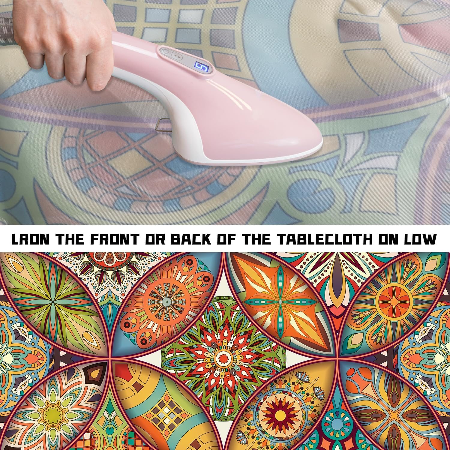 Round Fitted Tablecloth with Elastic round Outdoor Tablecloths Fitted Table Covers for Tables Waterproof Reusable Vinyl Tablecloth for Indoor and Outdoor 48''-52'' image number 5