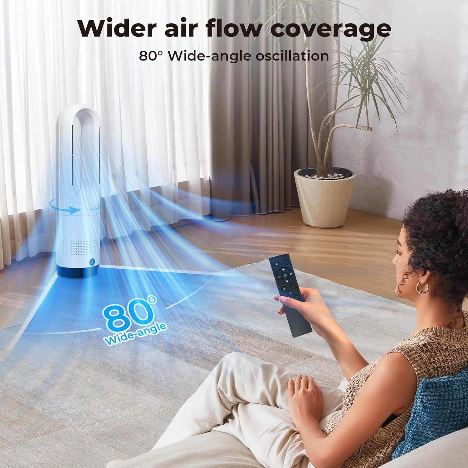 Spector 2 in 1 Bladeless Cool Fan, Tower Fan & Heater Combo with Remote Control, Desk Fan,Portable Fan,1-9H Timer, 80&deg; Oscillating, Air Circulator for Bedrooms Office Home SAA Approved image number 1