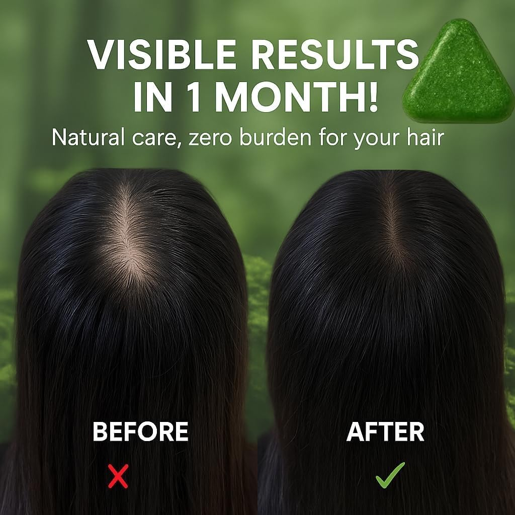 Nature Triangle Shampoo Bar,Seven Green Soap Shampoo,Usman Grass Shampoo Bar,Natural Plant-Based Solid Shampoos for Women and Mens,Hair Care image number 4