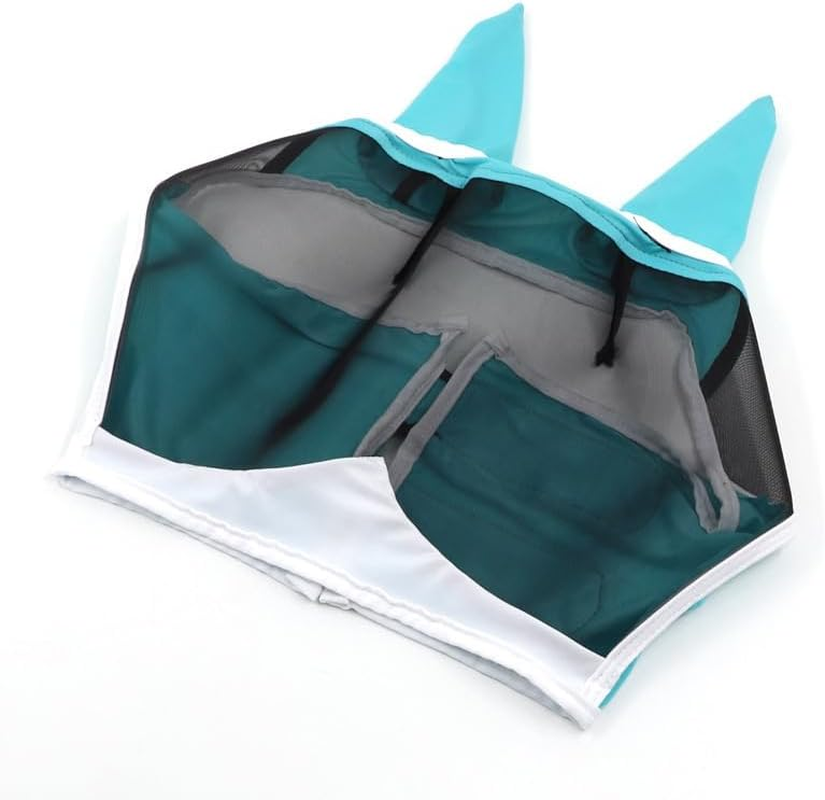 Horse Fly Mask with Ears, Fine Mesh Uv-Proof Fly Mask for Horses (Blue, One Size) image number 3