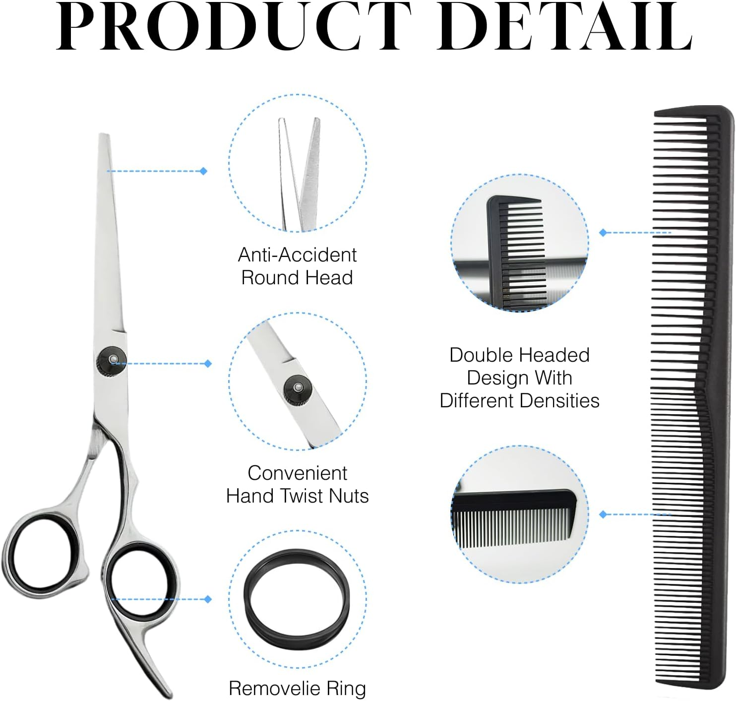 Professional Hair Cutting Scissors/Shears (6.69-Inches), Stainless Steel Haircut Scissors with Fine Adjustment Screw for Home, Salon & Barber Use, Ideal for Women, Men & Kids