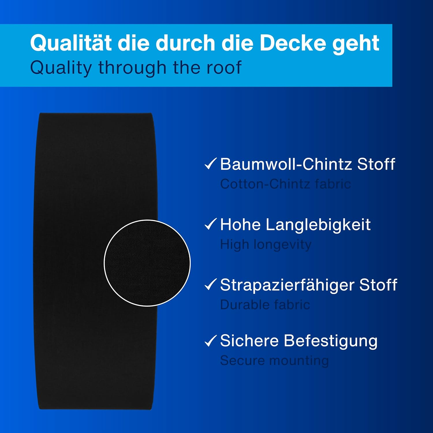 REV Ceiling Lamp round 30Cm with Fabric Shade in Modern Style - Ideal for Bedrooms, Living Rooms and Children'S Bedrooms, Black image number 3