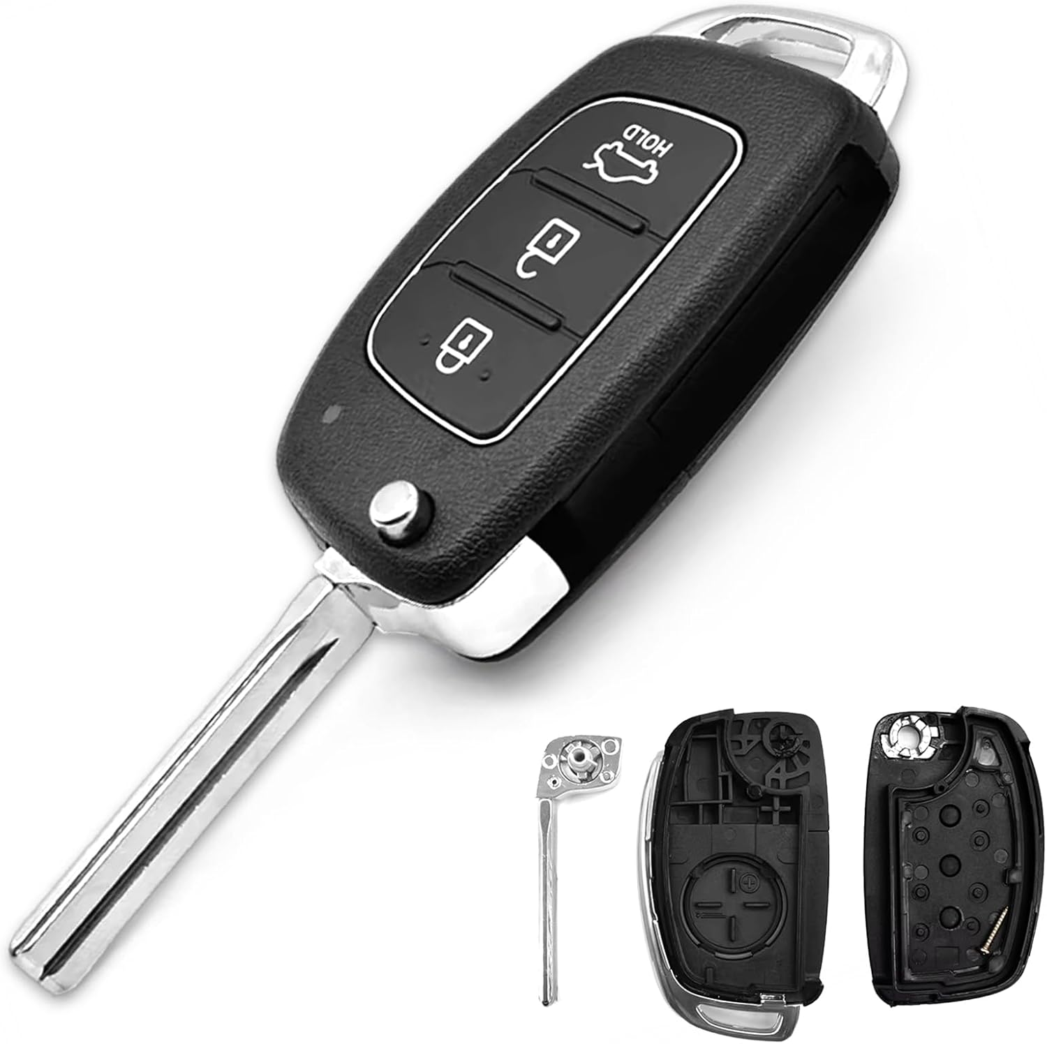 YQDUVNEY Remote Key Shell Replacement Key Shell 3 Buttons Flip Folding Car Key for Hyundai, Santa Fe, Sonata, Ix25/Ix35/Ix45, Tucson, Accent, Verna, Solaris, and Elantra image number 5
