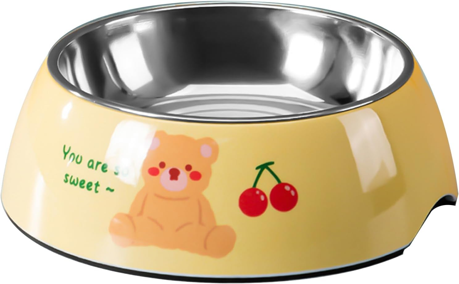 Stainless Steel Dog Bowl Large Dog Feeding Bowls Watering and Feeding Bowls 2 in 1 Bowl for Dogs(Yellow) image number 2