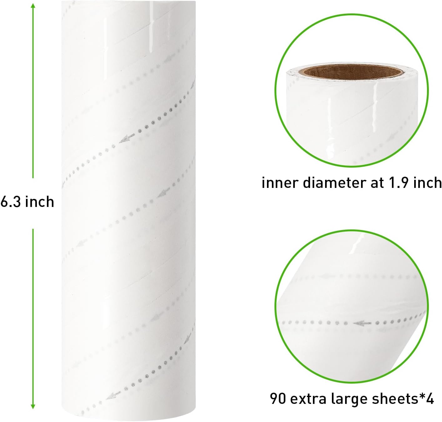 MUUNYOTA 6.3 Inch Lint Rollers for Pet Hair Extra Sticky, 360 Sheets(4 Rollers) Reusable Lint Roller Removal Tool, Set for Clothes, Furniture, Carpet, Dog & Cat Hair Remover