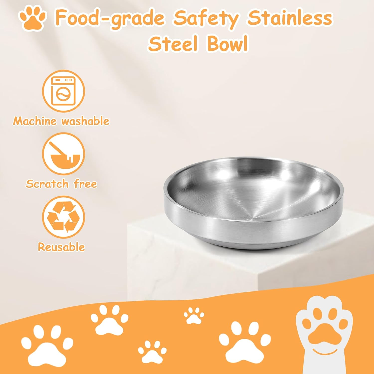 Feeding Bowls for Cats Cat Bowl Made of 304 Stainless Steel Cat Bowl Flat Feeding Bowl for Kittens Small Dogs 2 Pieces image number 5