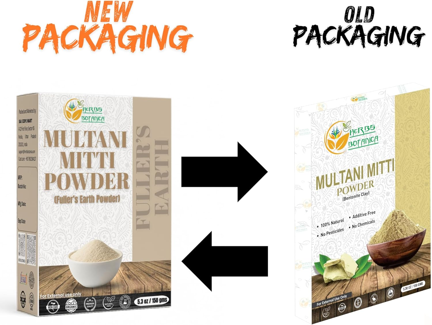 Herbs Botanica 100% Natural Multani Mitti Powder (Fuller'S Earth Clay) Bentonite Clay 5.3 Oz | 150 Gms image number 1