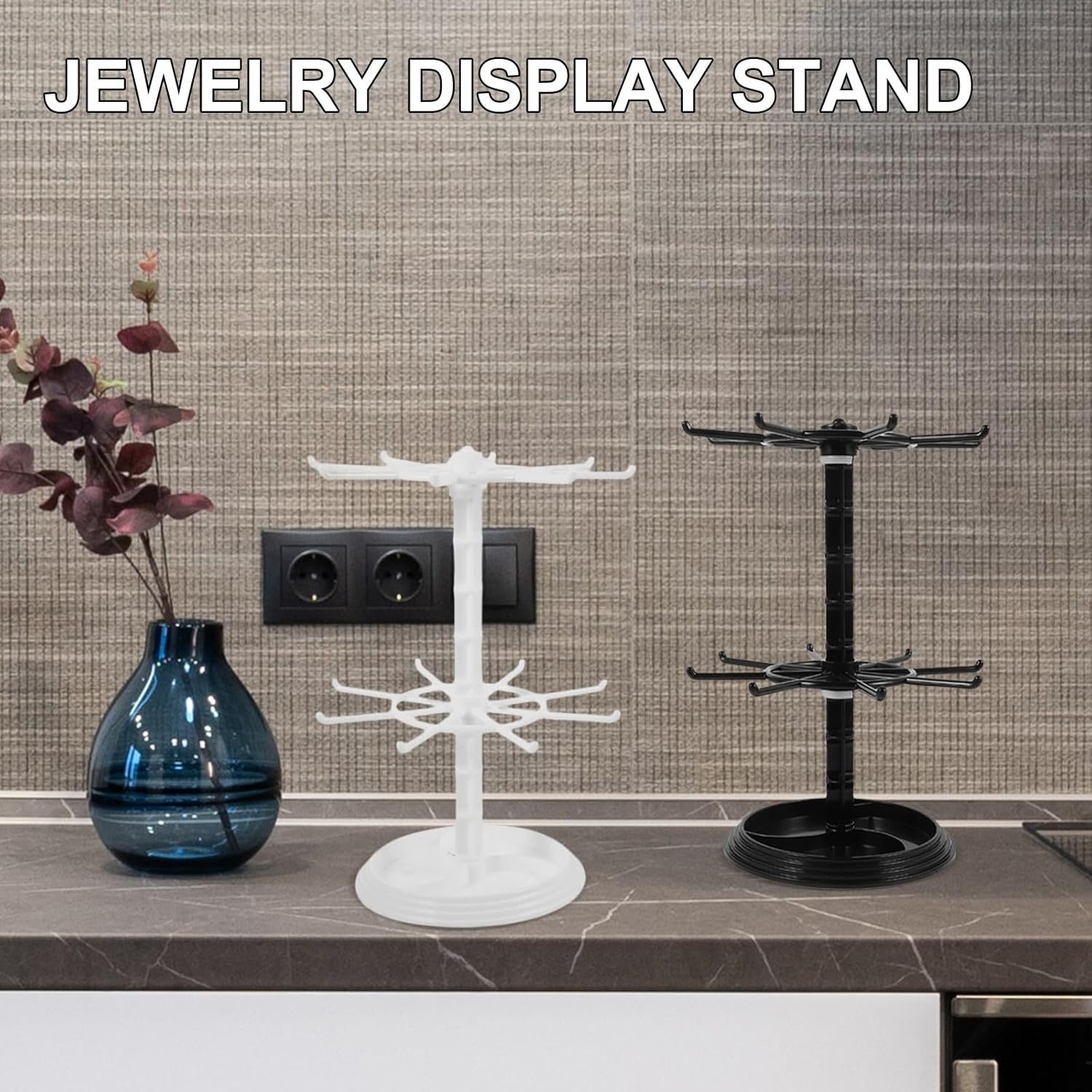 SHERCHPRY Retail Display Stand, 2Pcs 2 Tier Earring Display Stands, Rotating Rack for Store Display Shelves, Jewelry Keyring Socking Hats, Shop Spinner for Toys Show image number 6