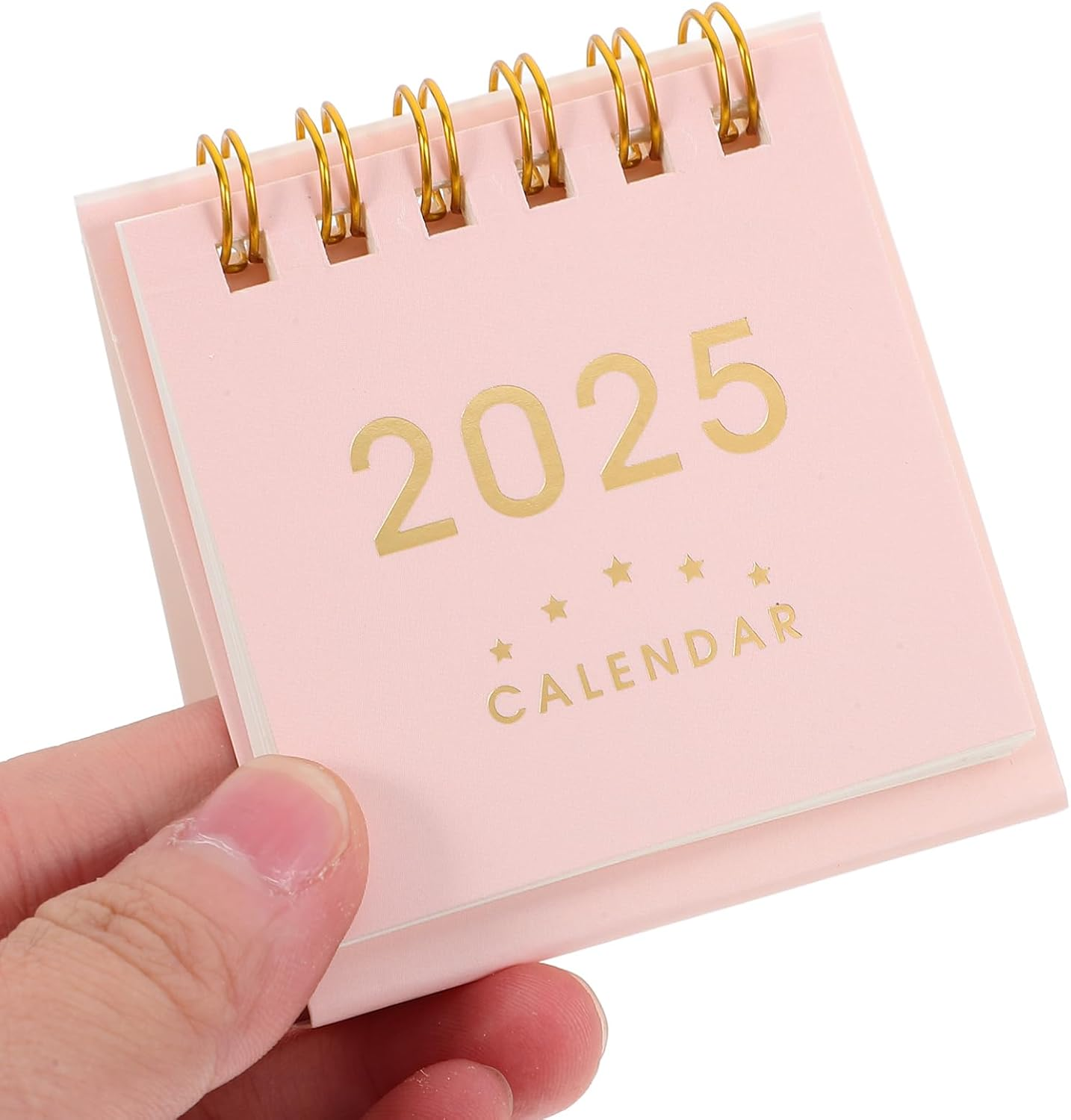 SHINEOFI Mini Desk Calendar 2025, Small Desktop Calendar Mini Daily Schedule Paper Flip Calendar Twin-Wire Binding for Home Office School Pink