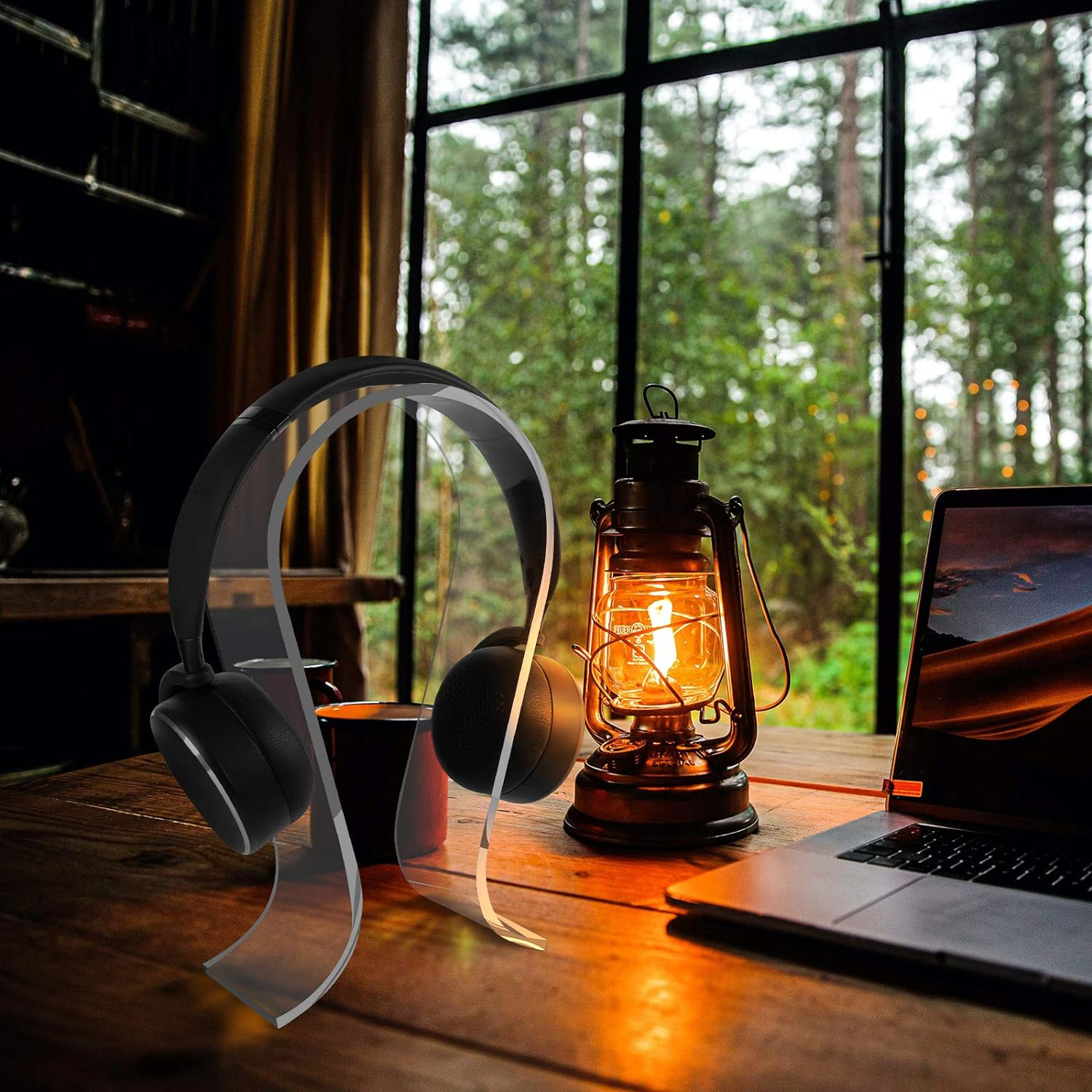 Geekria Clear Omega Headphone Stand for On-Ear Headphone, Gaming Headset Stand, Desk Display Hanger, Compatible with Bose, Marshall, Jabra, JBL, ATH, Sony, AKG, Sennheiser Headset (Clear) image number 1