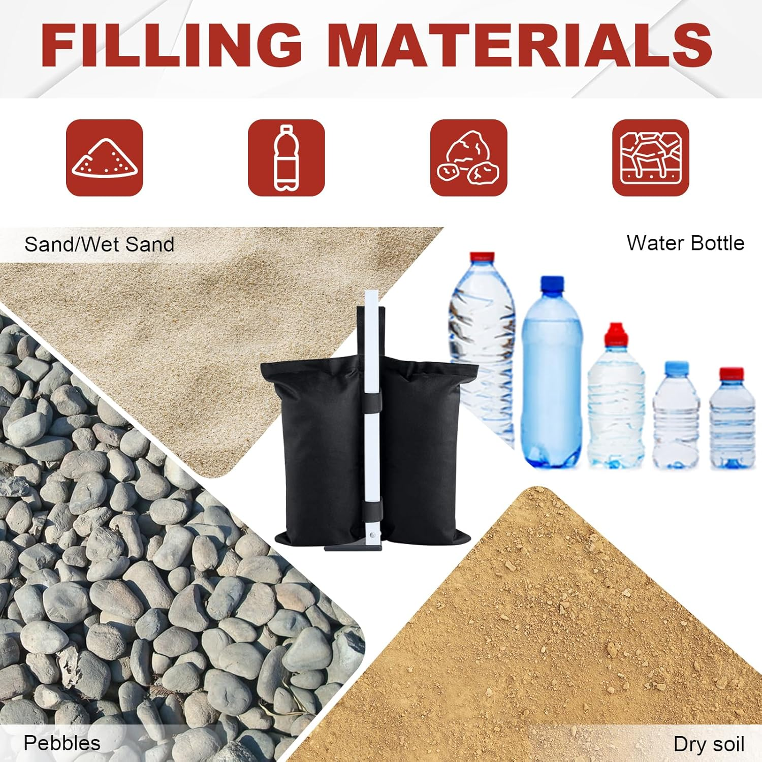 ABCCANOPY Outdoor Gazebo Weight Bags for Instant Pop up Folding Marquee Party Stall Tent Leg Weights,Gazebo Sand Bags 4Pcs-Pack image number 2