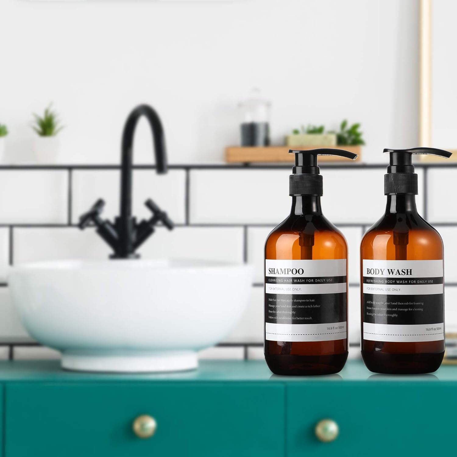 18 Pieces Waterproof Label Stickers for Dispenser Bottles Farmhouse Label Shampoo Dispenser Stickers for Kitchen Bathroom (2.76 X 3.54 Inch) image number 4