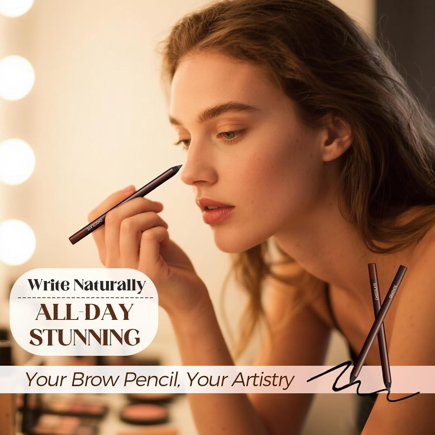 24 HR Waterproof Eyeliner Pencil Duo &ndash; 2-In-1 Sharpenable Eye Liner & Eyebrow Pencil, Smudge-Proof, Long-Lasting, Fading, Smooth Application for Easy Coloring .Waterproof & Sweatproof (Plum) image number 6