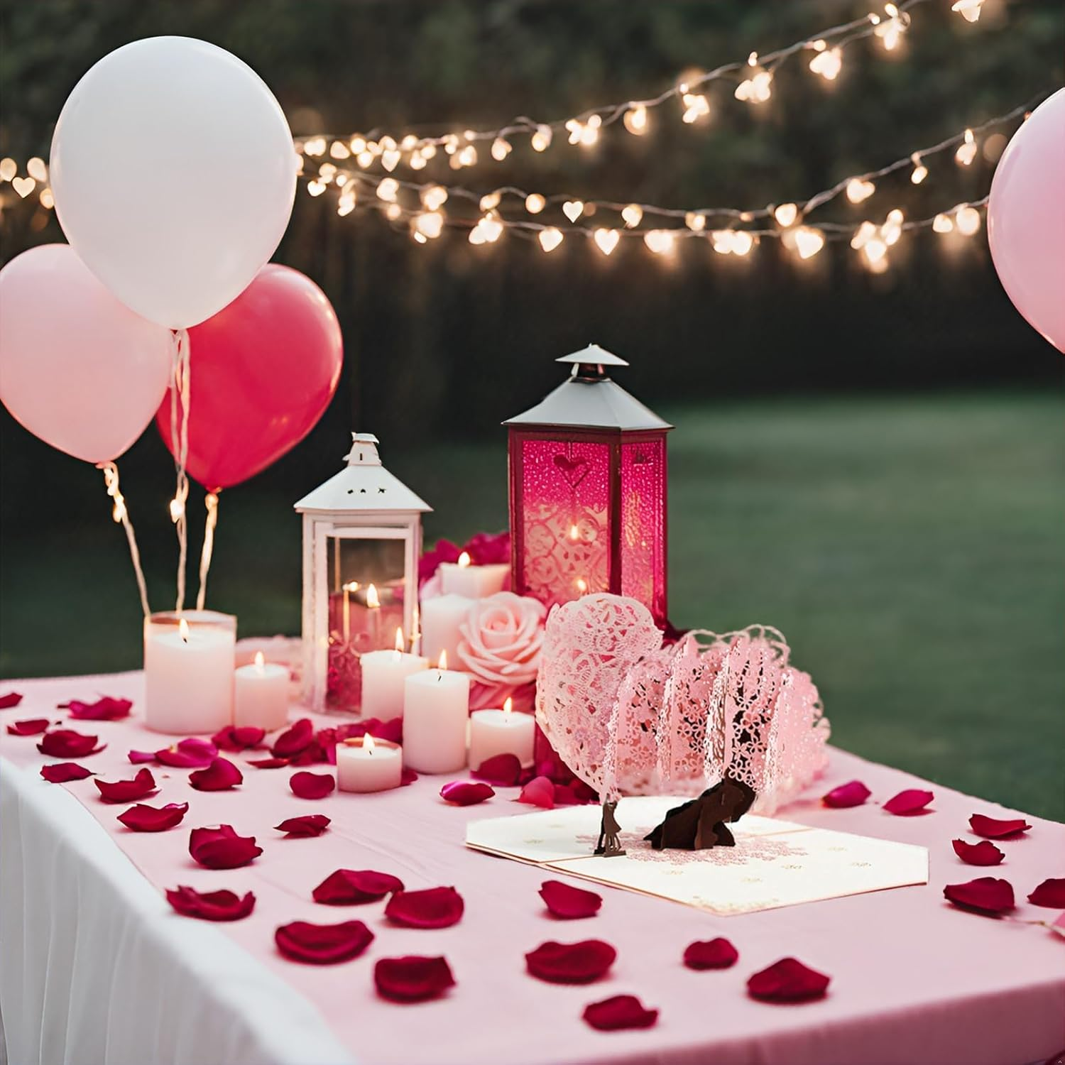 Fanlydao Pop up Wedding Card 3D Anniversary Card Greeting Cards for Her Him Husband Wife with Envelope and Blank Note(Pink Cherry Blossom) image number 1