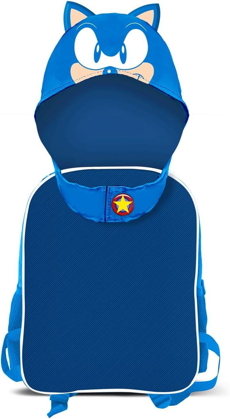Sega-Sonic Classic-Hooded Backpack, Blue, 26 X 31 Cm, Capacity 8.5 L, Blue, One Size, Hooded Backpack Classic image number 2