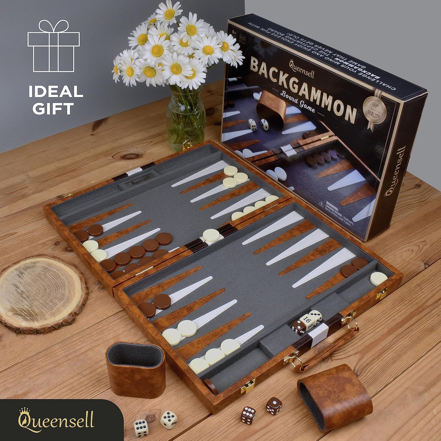 Backgammon Sets for Adults - Best Travel Backgammon Board Games for Adults - Travel Backgammon Set - Backgammon 15 Inch Board and 32 Backgammon Pieces in One Quality Backgammon Set image number 5