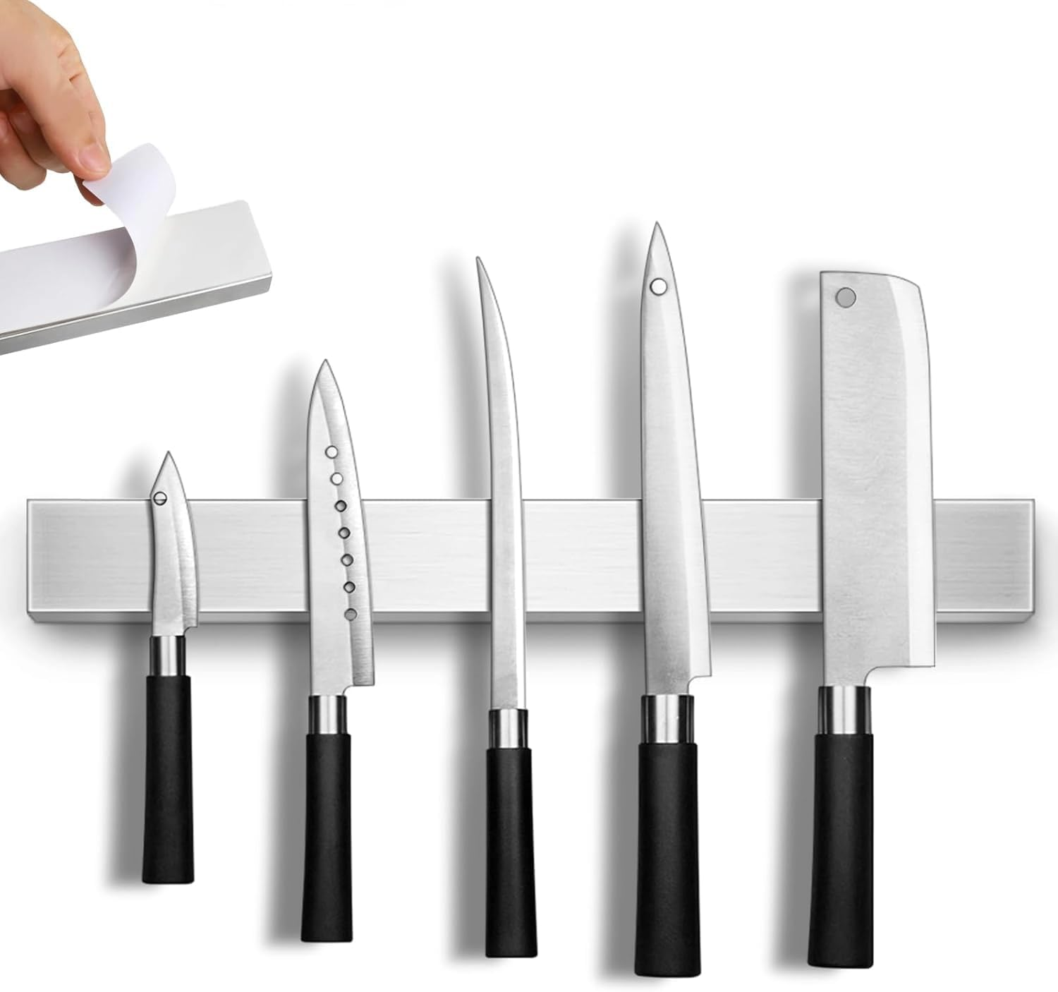 50Cm Magnetic Knife Holder No Drilling Magnetic Knife Strip Adhesive Knife Holder Magnet Knife Bar, Wall Mount Knife Rack Block Metal Tool Holder for Utensils RV Kitchen Organization