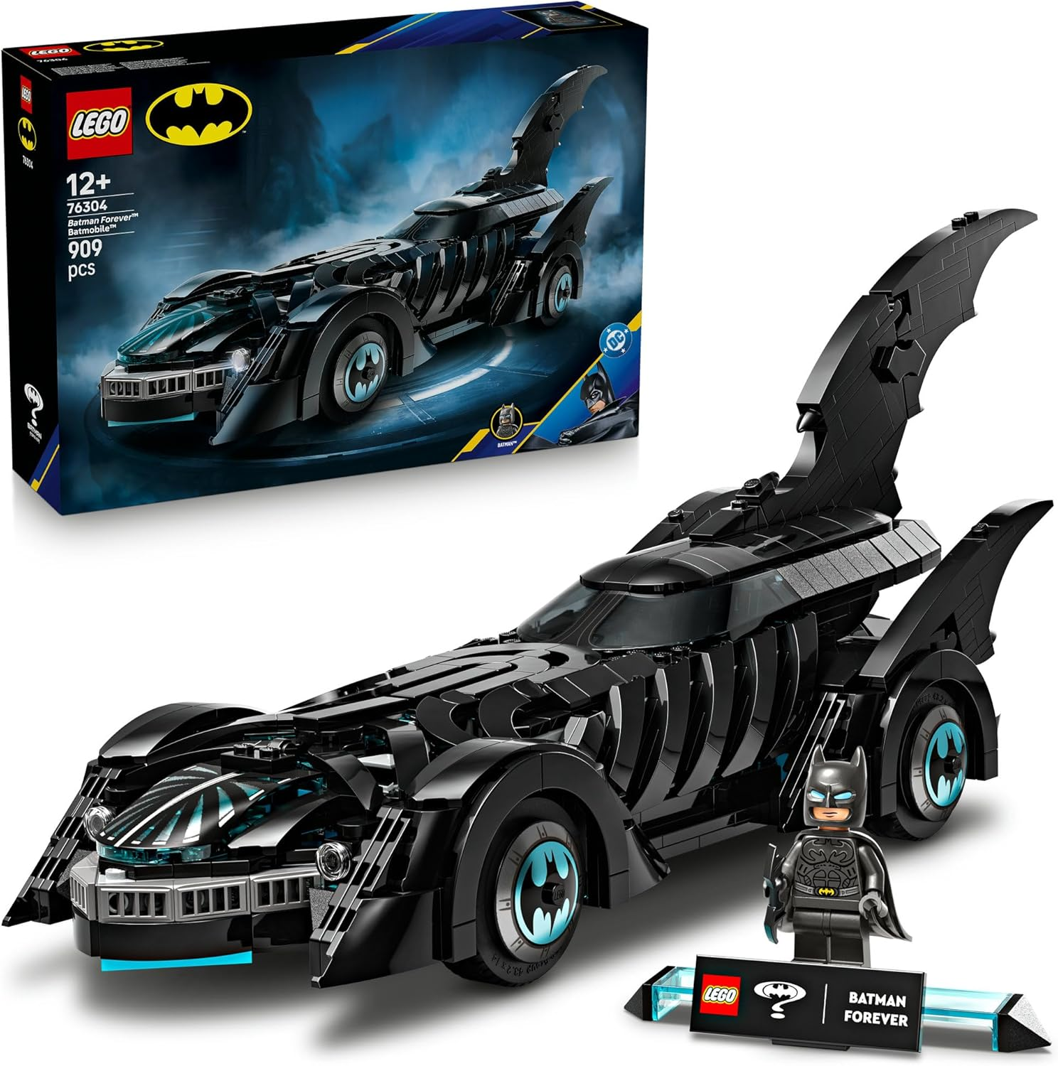 LEGO&reg; DC Batman&trade;: Batman Forever&trade; Batmobile&trade; 76304 Super Hero&trade; Toy, Bedroom Decor for Kids, Film Merch Play-And-Display Set with a Minifigure and Name Plaque, Toy for Boys and Girls image number 2