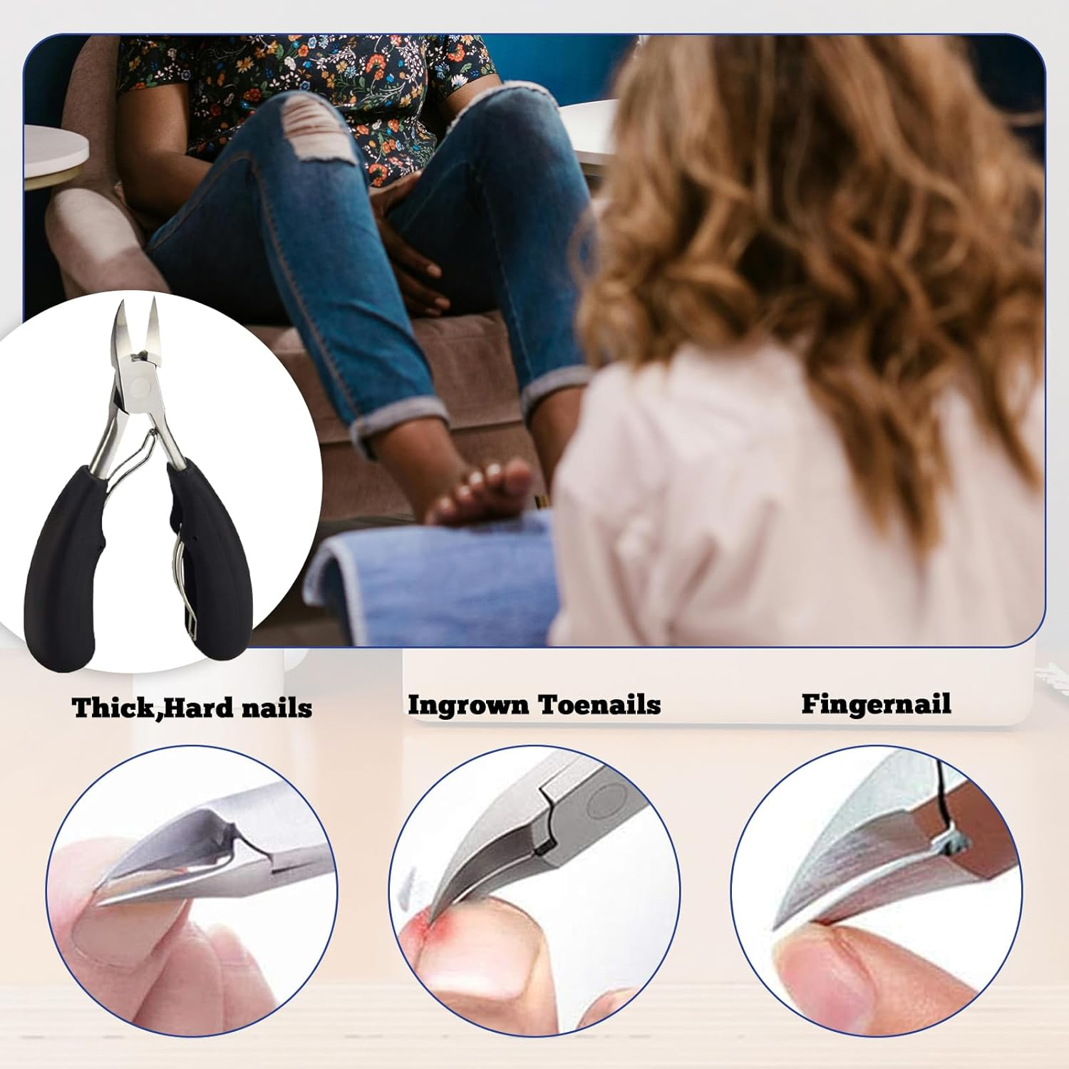 Xlihdzum Premium Large Toenail Clippers - Heavy Duty Toe Nail Clippers for Thick/Ingrown Toenails, Sharp Stainless Steel with Easy Grip ABS Handle Pedicure Tool for Seniors/Adults/Women/Men image number 2