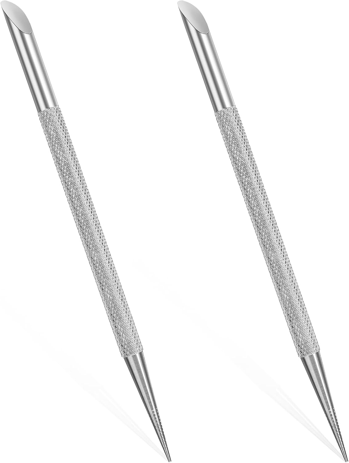 Qianyu Pack of 2 Professional Cuticle Pusher Gel Nail Polish Remover Kit Stainless Steel Nail Pusher Full Metal Cuticle Pusher for Manicure Pedicure Nail Cleaner Cuticle Remover (12.5 X 0.58 Cm) image number 3