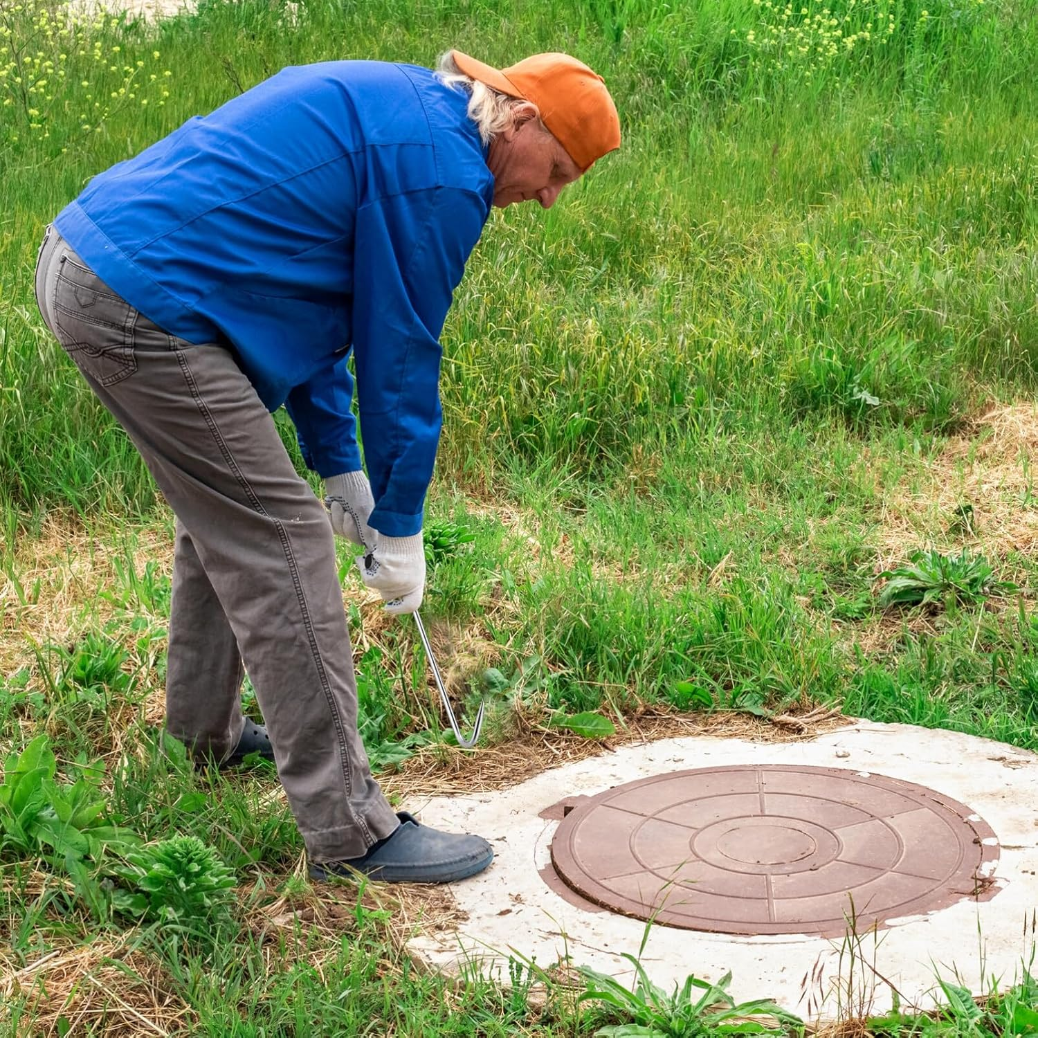 Manhole Cover Hook: 2 Pcs Manhole Cover Lifters, Drain Grate Lifter T Handle Manhole Lid Hooks Manhole Lifting Hook Storm Drain Cover Pull Hook for Lifting Moving Pulling