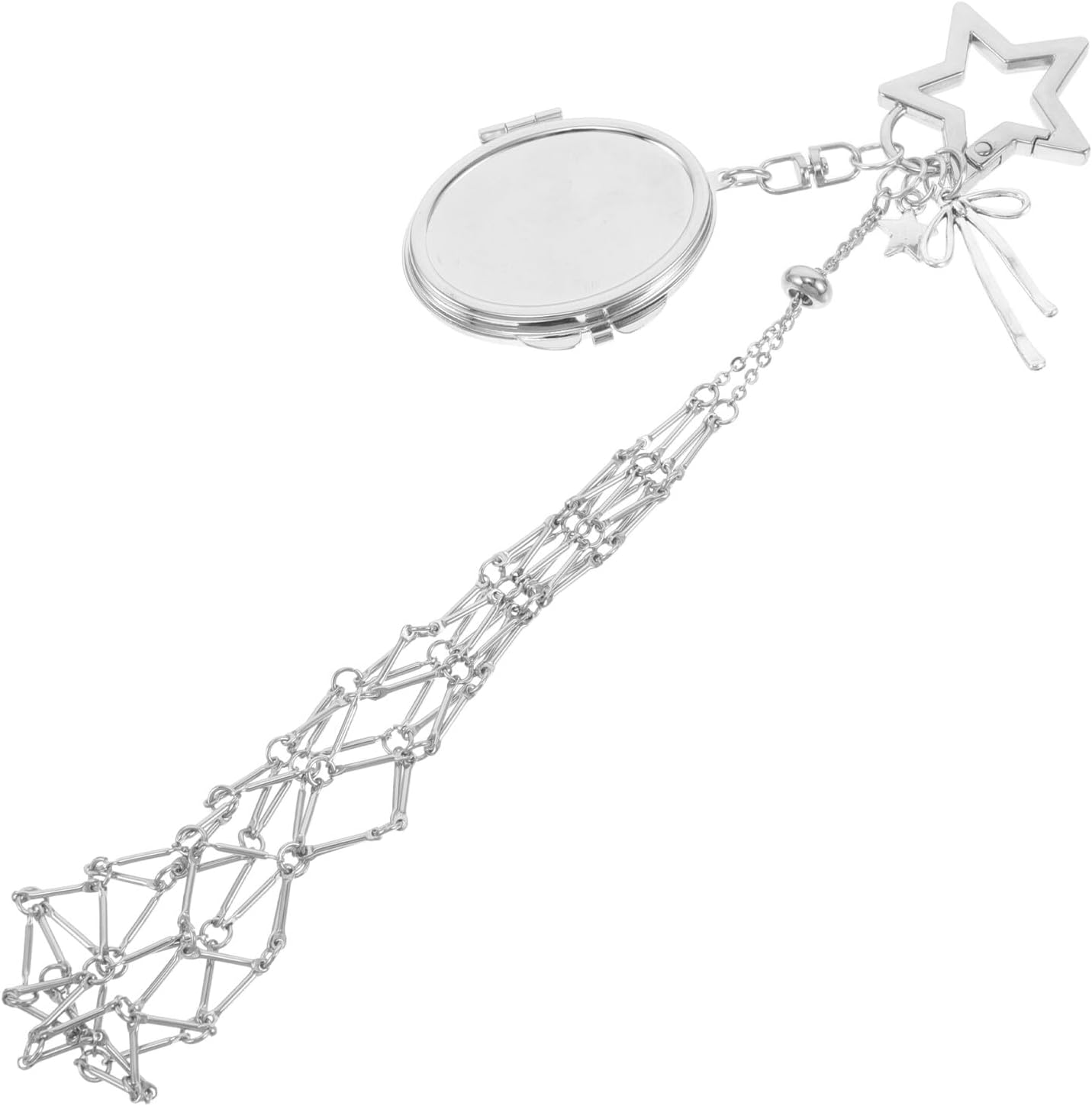 HAMPPLIES Stainless Steel Mesh Lipstick Pouch Keychain Organizer Pendant for Women Ventilated Compact Holder Handbag Charm Accessory for Purse Decorations