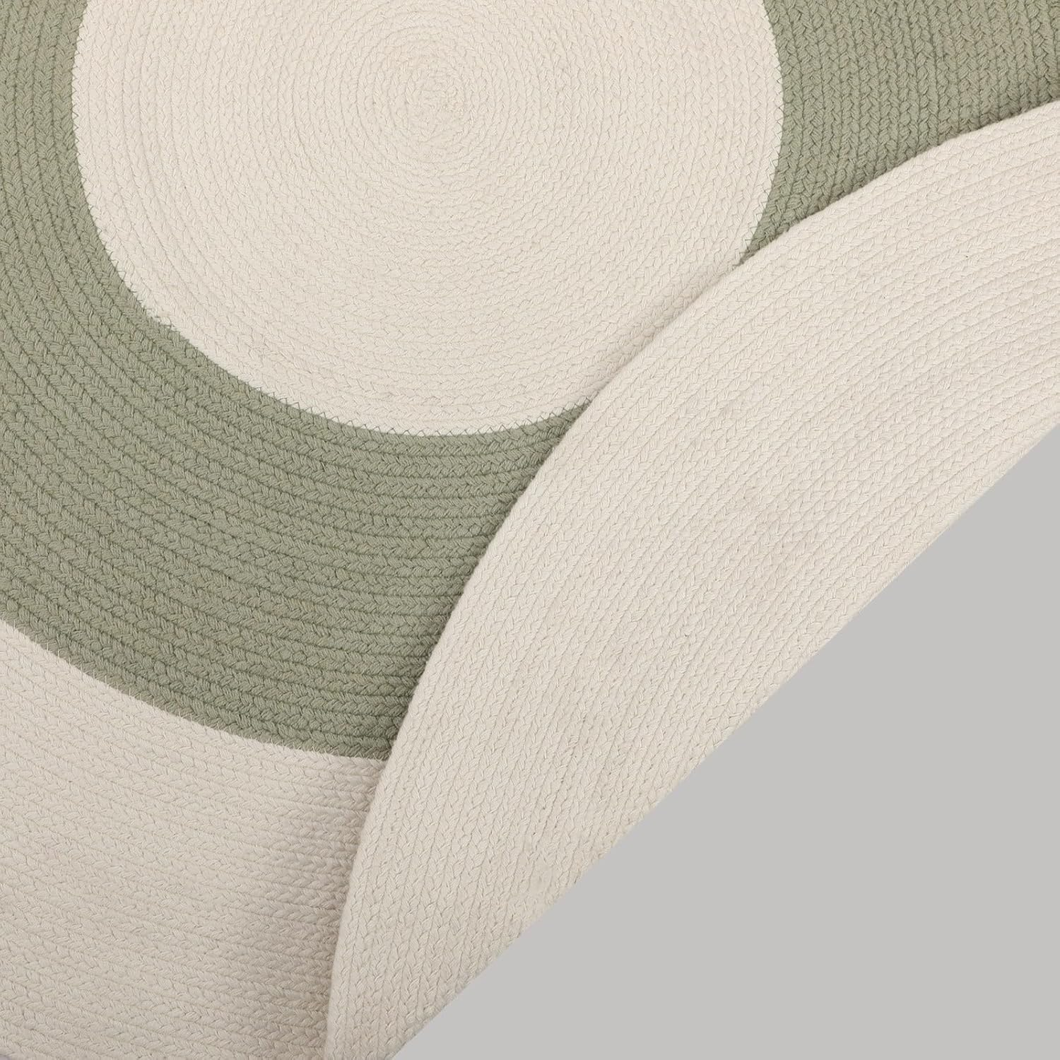 La'Grace Home Lorena Braided Reversible Kids Rug, Sage Green/Off White image number 2