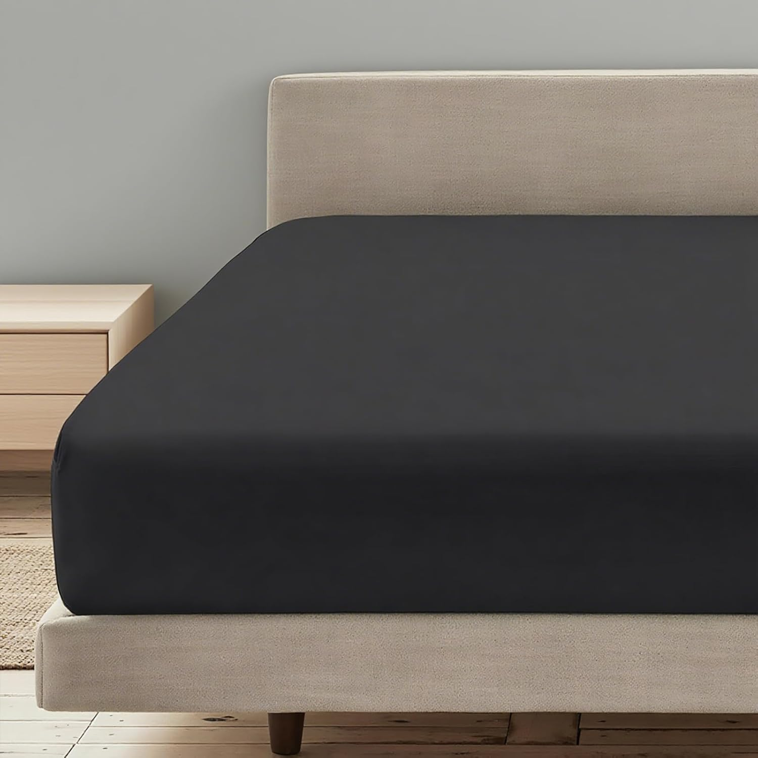 Lakora Queen Size Fitted Sheet Only 1 Piece - Ultra Soft 2000TC Brushed Microfibre Fabric, 35Cm Deep Pocket Sheets, Light Grey