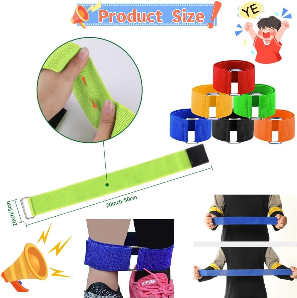 3 Legged Race Bands, 8 PCS Three Legged Race Durable Firm Elastic Tie Rope Colorful 3 Leg Race Band for Kids Adult Outdoor Fun（8 Colors） image number 6